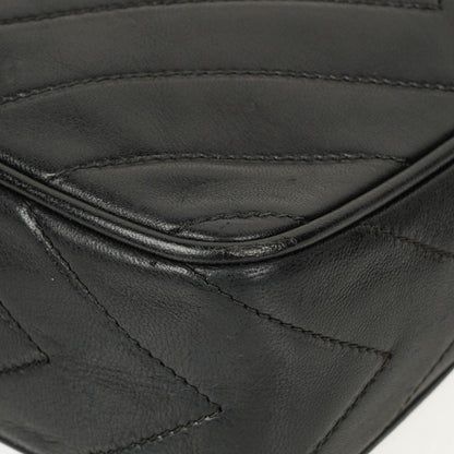CHANEL Vintage CC Kamera-Quasten-Tasche aus schwarzem Lammleder