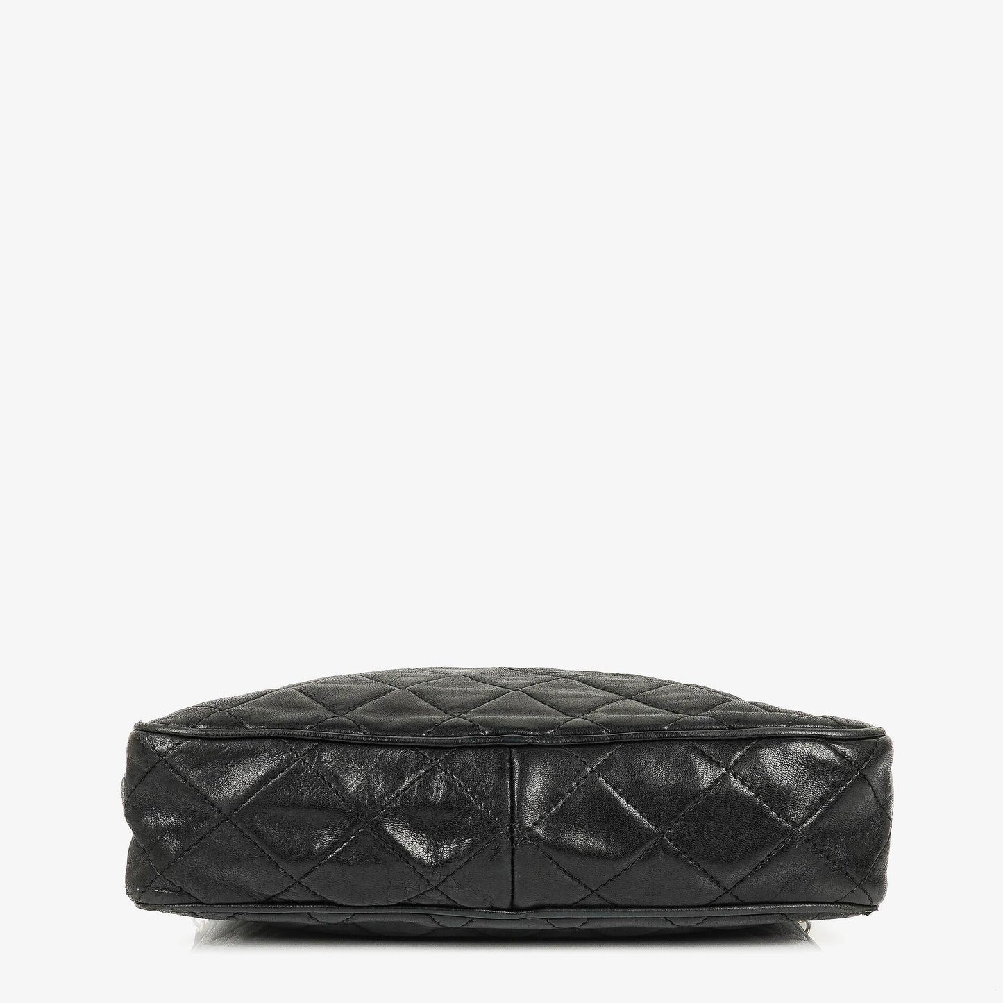 Chanel Vintage Kamera Quaste Tasche CC Front Pocket Schwarze Gequiltete Lammleder
