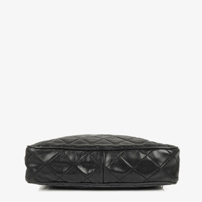 Chanel Vintage Kamera Quaste Tasche CC Front Pocket Schwarze Gequiltete Lammleder