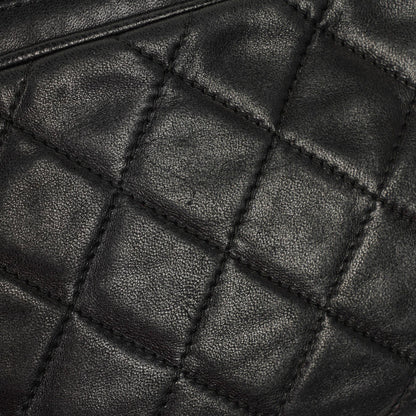 Chanel Vintage Kamera Quaste Tasche CC Front Pocket Schwarze Gequiltete Lammleder