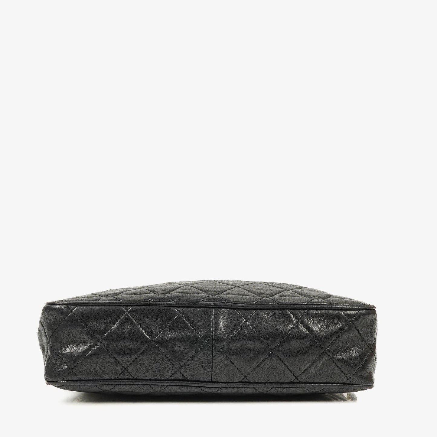 Chanel Vintage Camera Tasche aus schwarzem gestepptem Lammleder mit Quaste