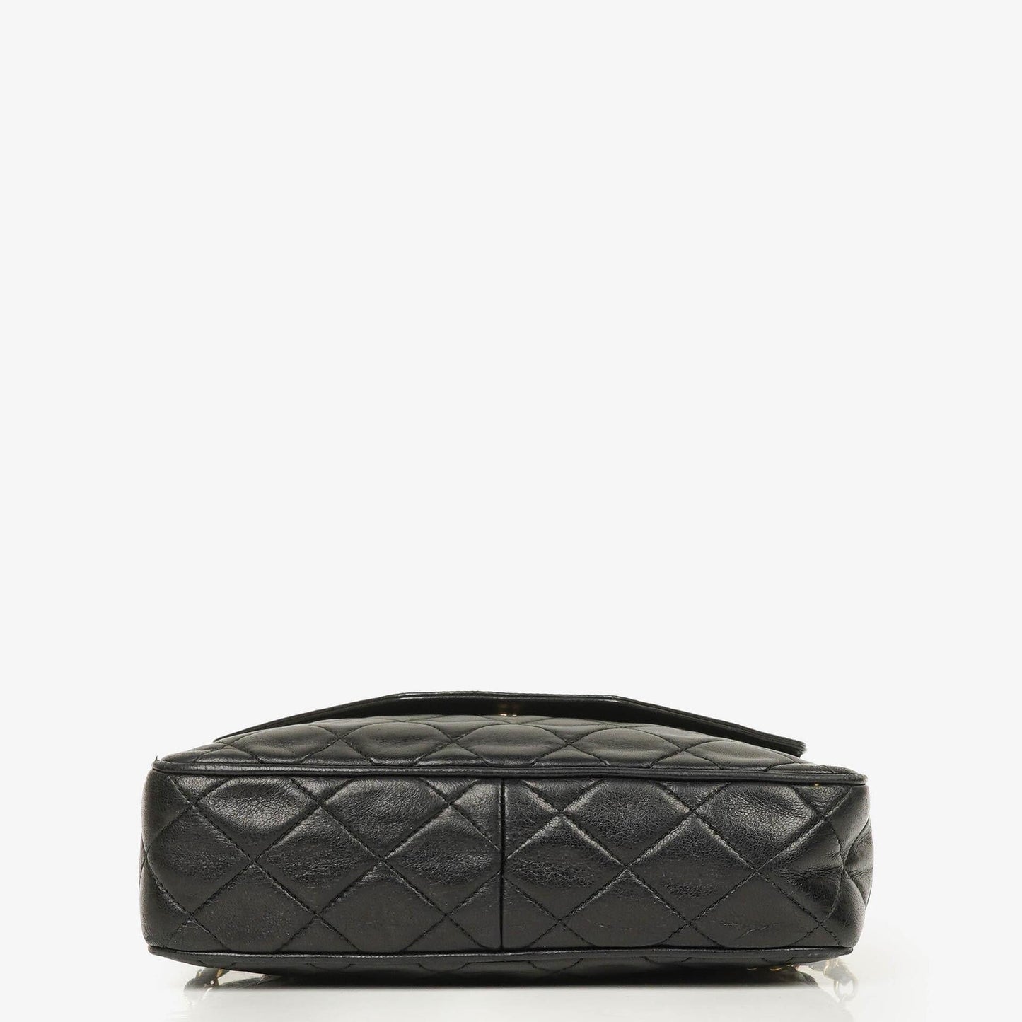Chanel Vintage CC Camera Tassel Bag aus schwarzem gestepptem Lammleder
