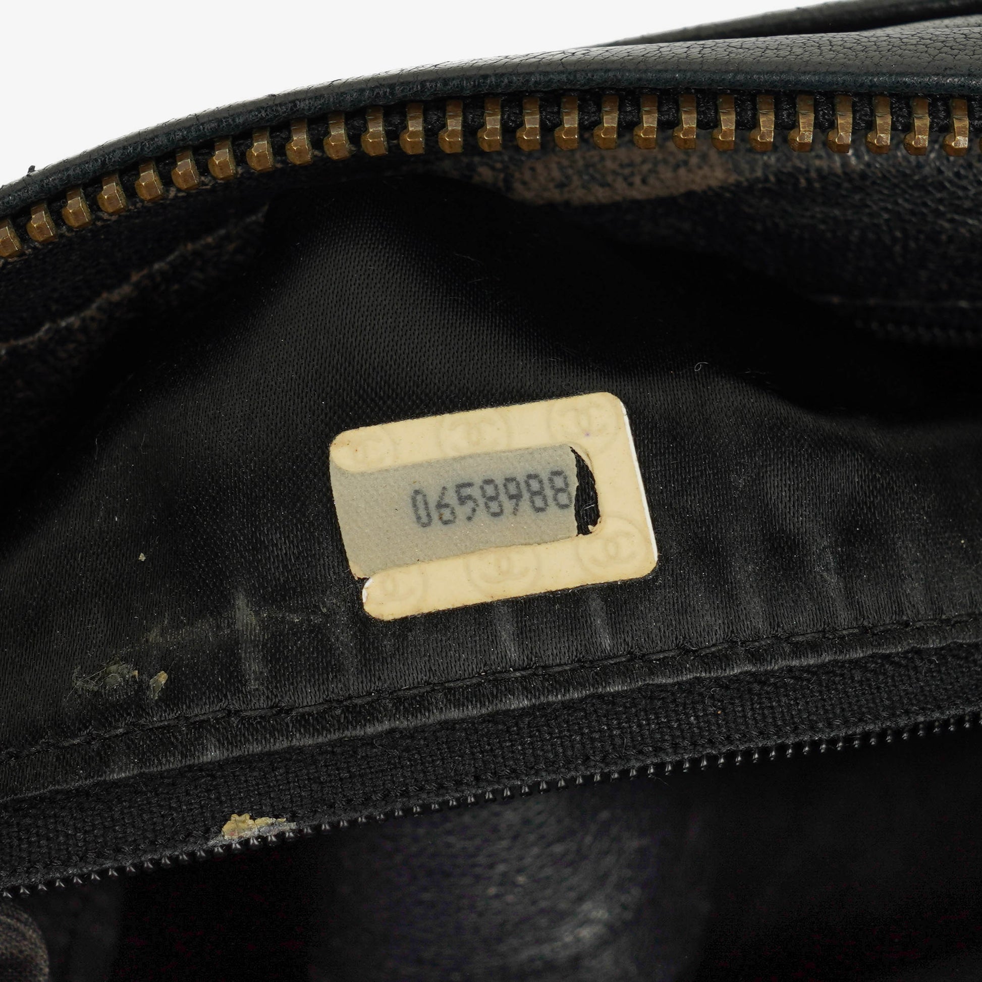 Chanel Vintage CC Camera Tasche aus schwarzem gestepptem Lammleder mit Quaste
