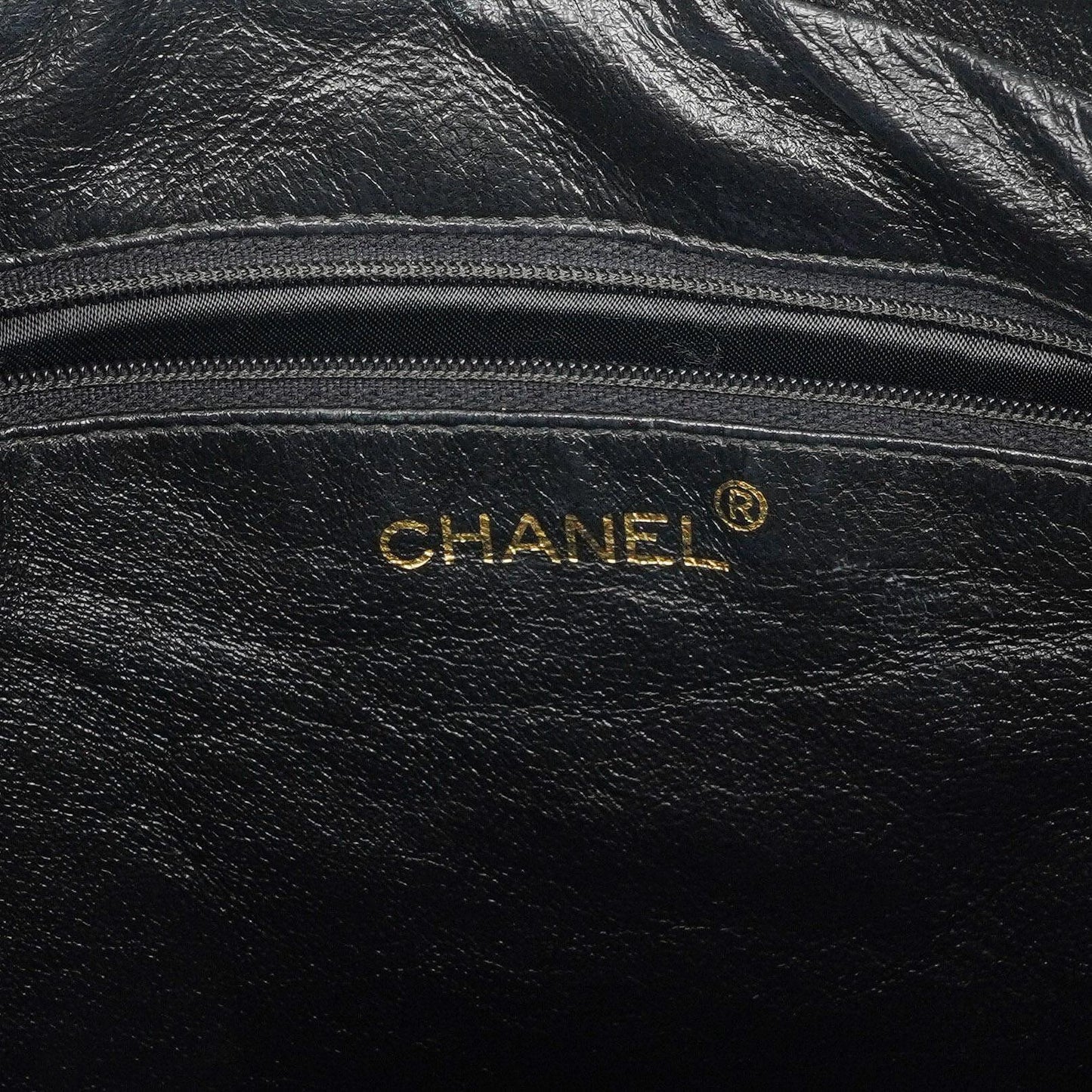 Chanel Vintage CC Große Camera Tassel Tasche aus schwarzem gestepptem Lammleder