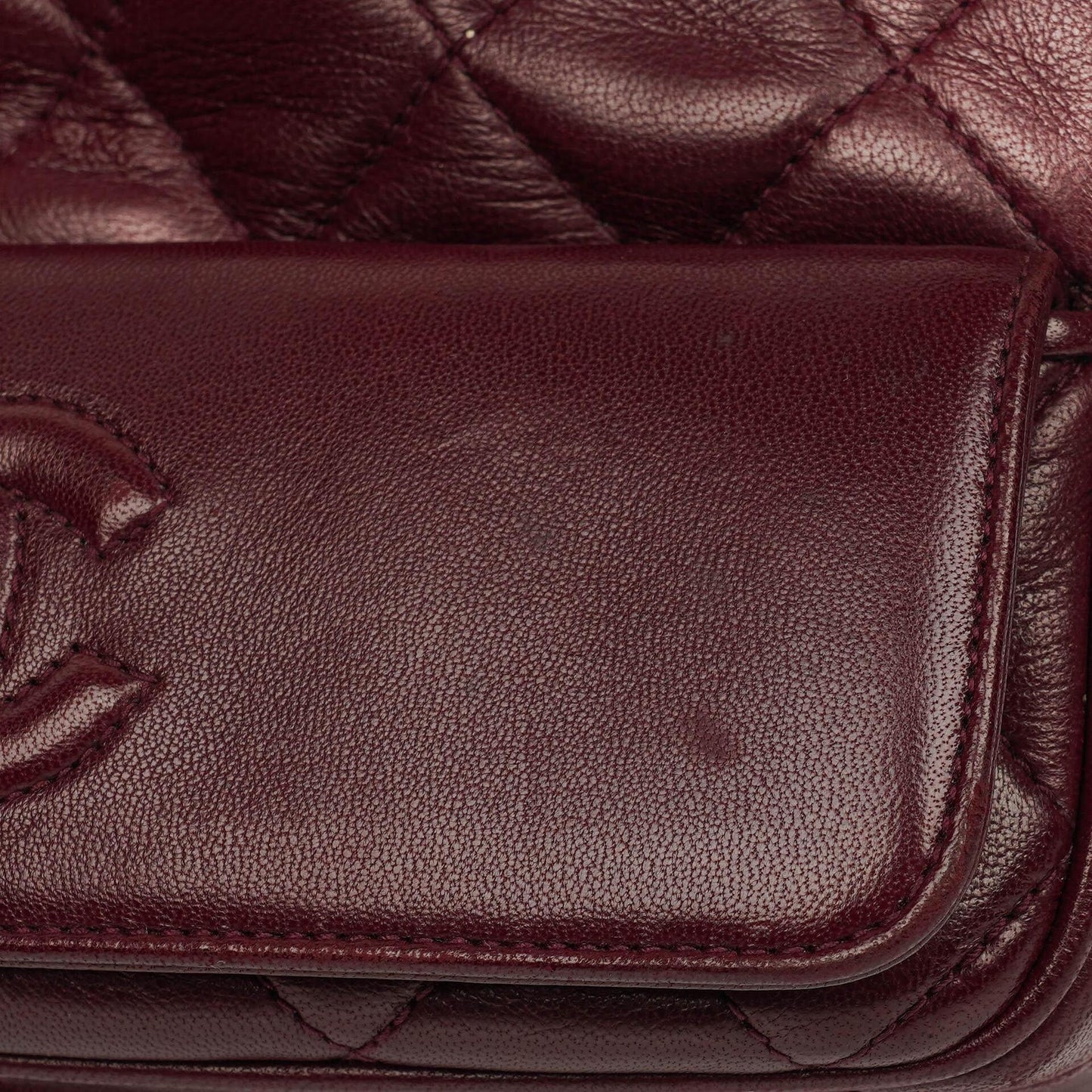 Chanel Vintage CC Camera Tassel Tasche aus burgunderfarbenem gestepptem Lammleder