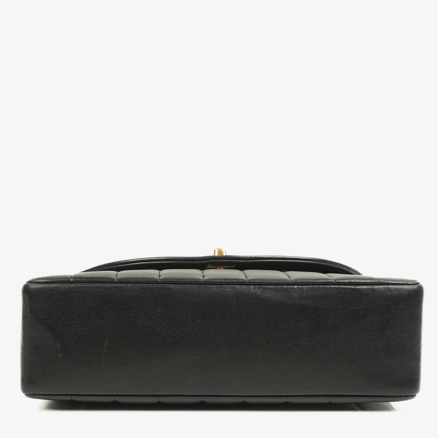 Chanel Diana vertikale Single Flap Tasche aus schwarzem gestepptem Lammleder mit 24K vergoldeter Hardware