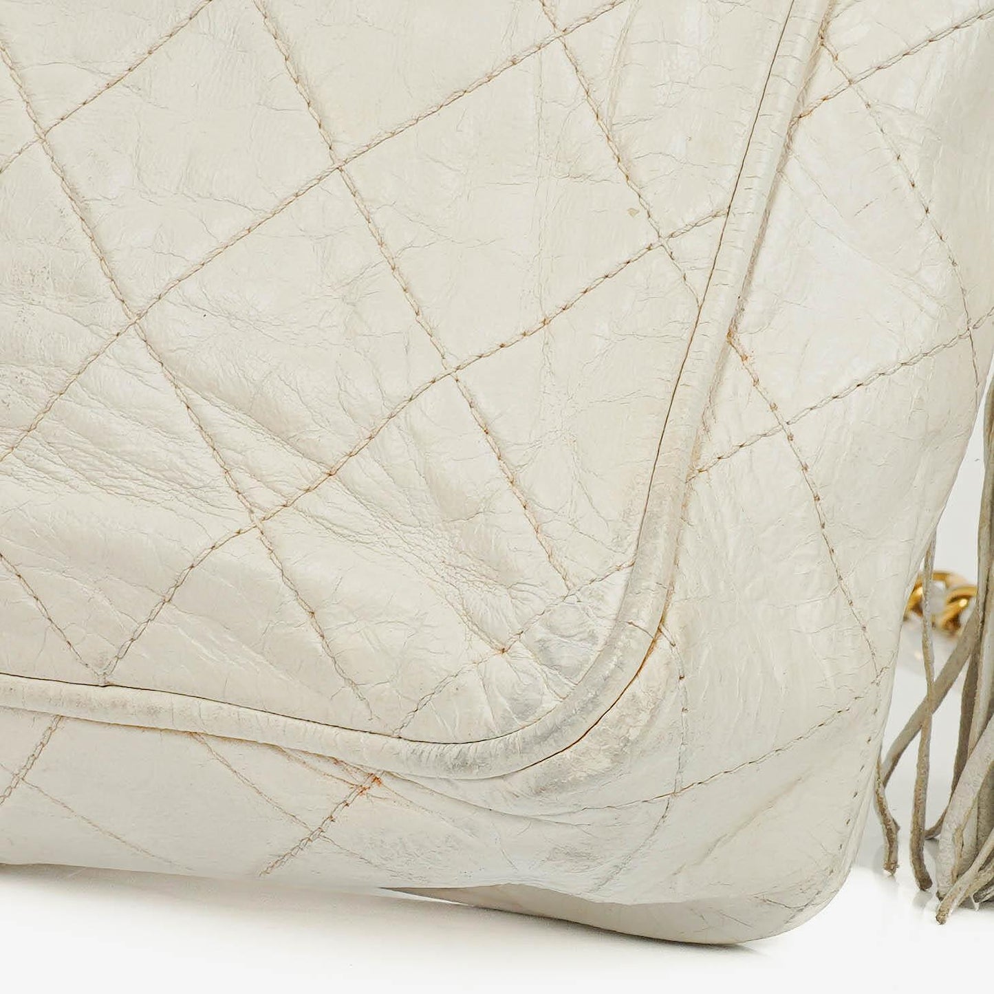 Chanel Vintage CC Camera Tassel Tasche aus gestepptem Lammleder