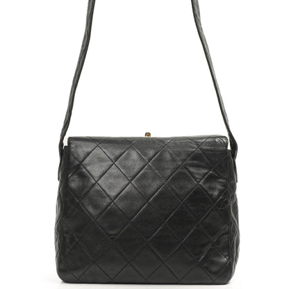 Chanel Vintage CC Drehverschluss Box Tasche Schwarz Gepolstertes Lammleder 24K vergoldete Hardware
