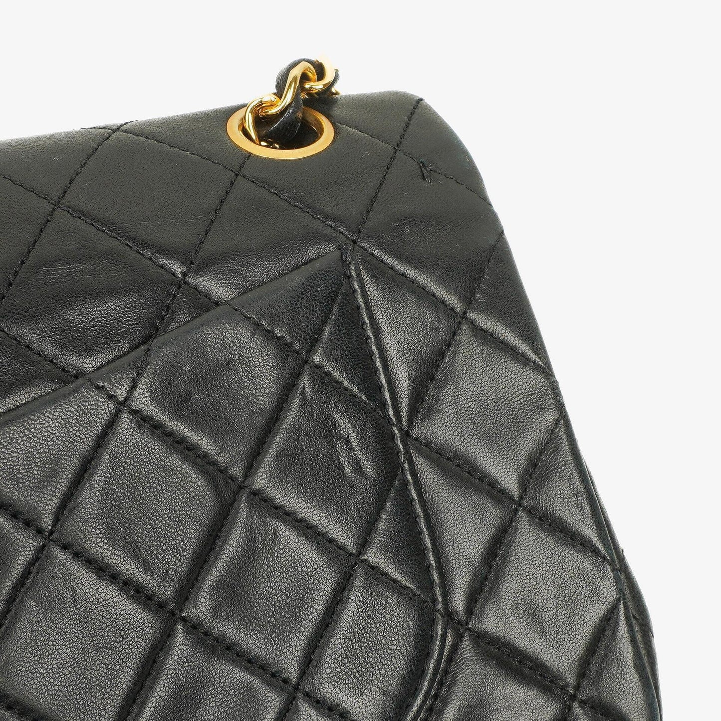 Chanel Vintage Classic Double Flap Tasche aus schwarzem gestepptem Lammleder mit 24K vergoldeten Beschlägen