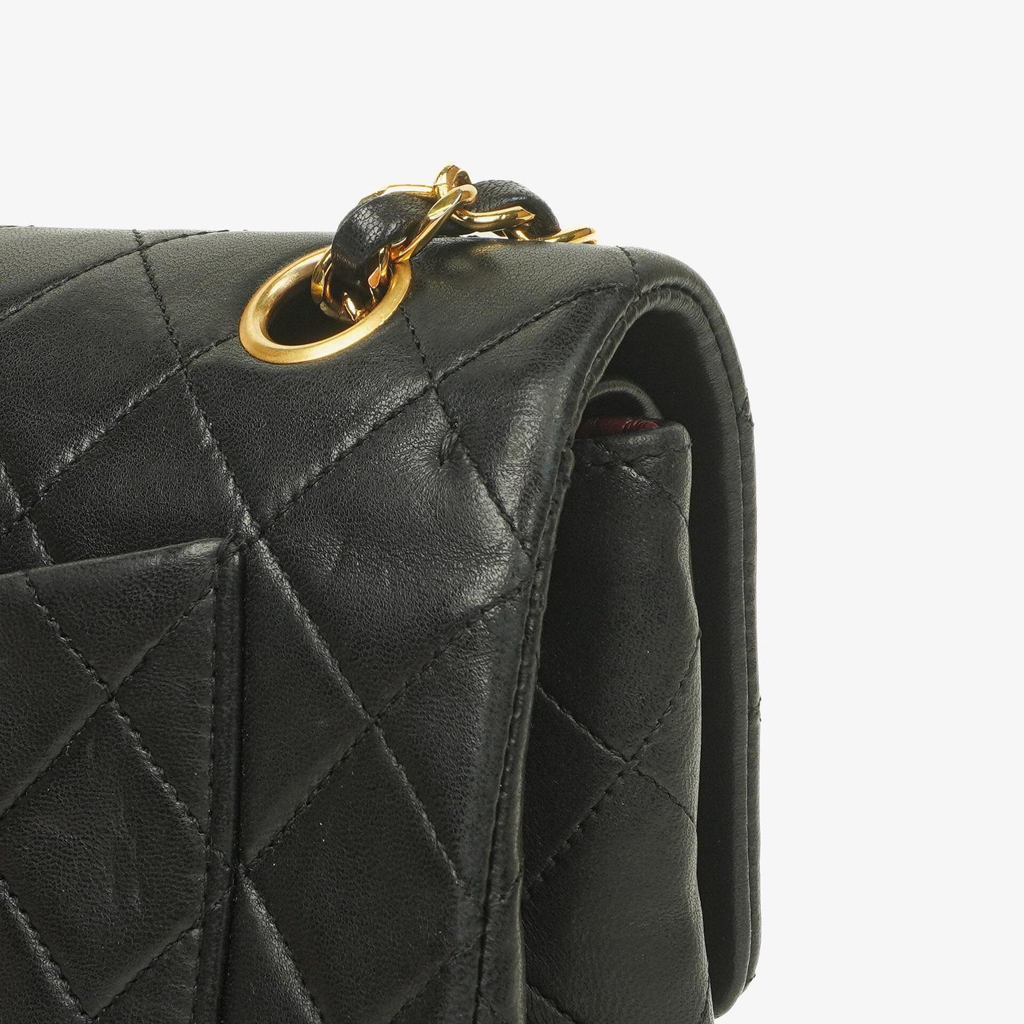 Chanel Vintage Classic Double Flap Tasche aus schwarzem gestepptem Lammleder mit 24K vergoldeten Beschlägen