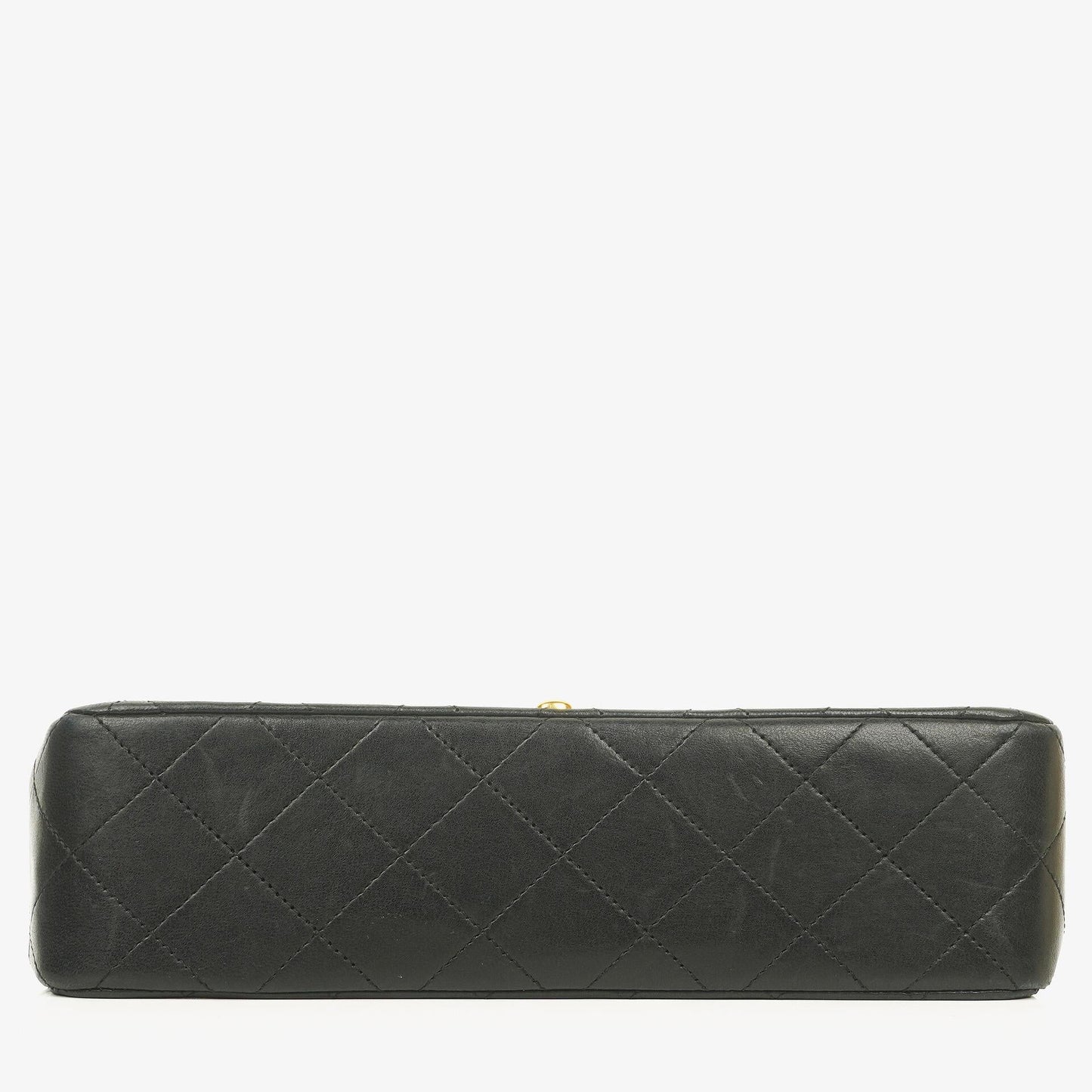 Chanel Vintage Classic Double Flap Tasche aus schwarzem gestepptem Lammleder mit 24K vergoldeten Beschlägen