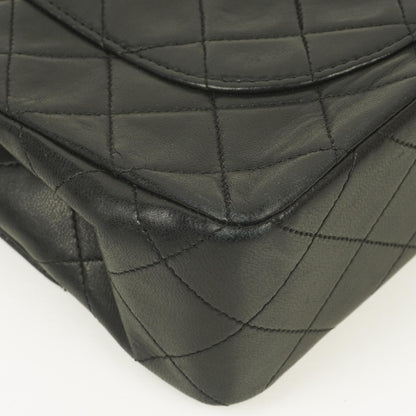 Chanel Vintage Classic Double Flap Tasche aus schwarzem gestepptem Lammleder mit 24K vergoldeten Beschlägen