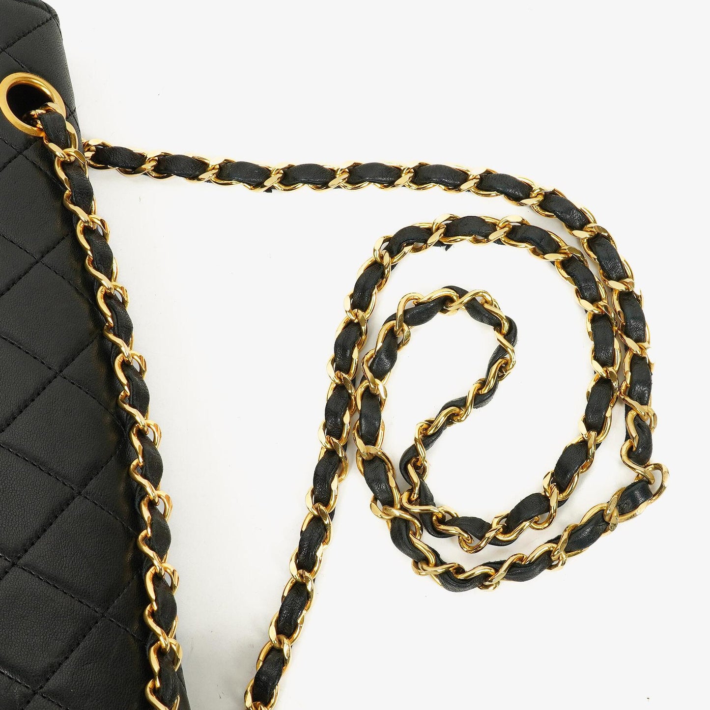 Chanel Vintage Classic Double Flap Tasche aus gestepptem schwarzem Lammleder mit 24K vergoldeten Beschlägen