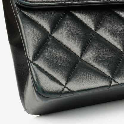 Chanel Vintage Classic Double Flap Tasche aus schwarzem gestepptem Lammleder mit 24K vergoldeten Beschlägen