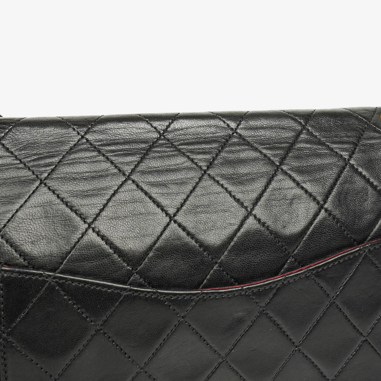 Chanel Vintage Classic Double Flap Tasche aus gestepptem schwarzem Lammleder mit 24K vergoldeten Beschlägen