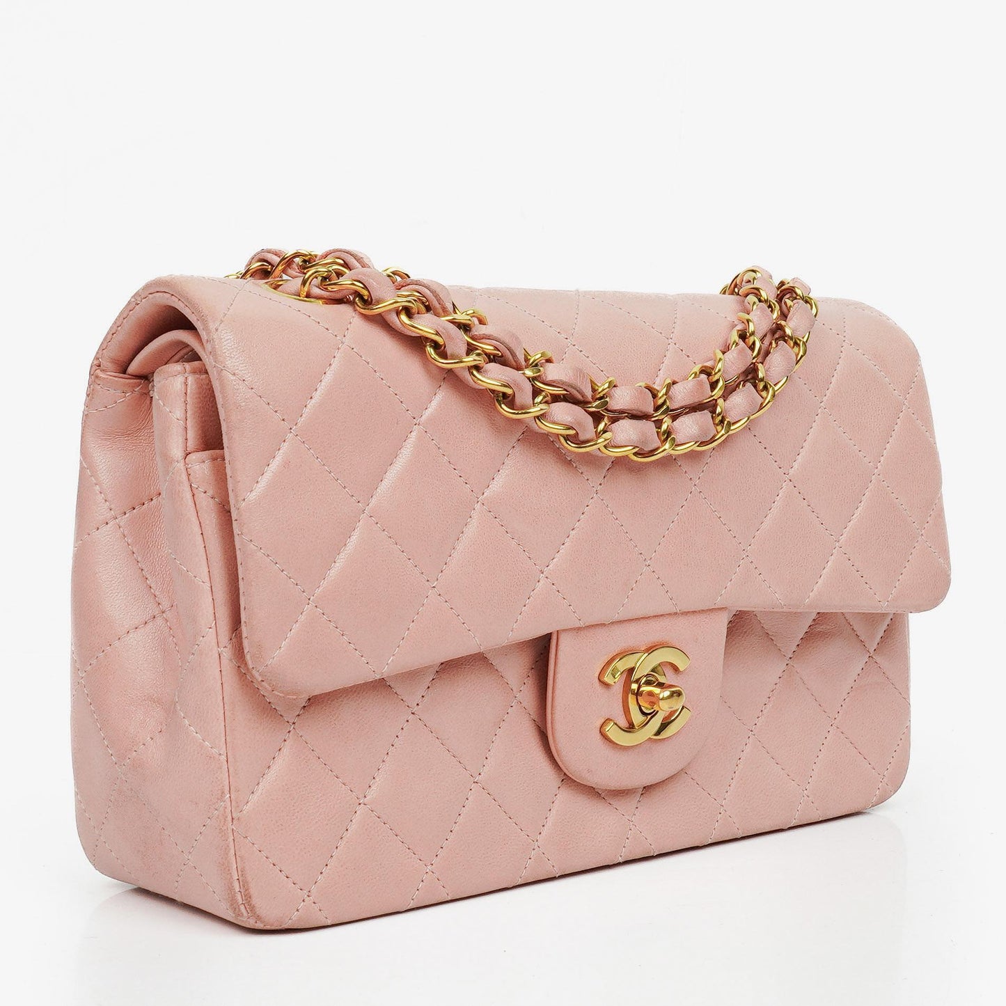 Chanel Vintage Classic Double Flap Tasche aus gestepptem Lammleder mit 24K vergoldeten Beschlägen