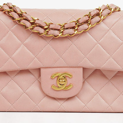 Chanel Vintage Classic Double Flap Tasche aus gestepptem Lammleder mit 24K vergoldeten Beschlägen