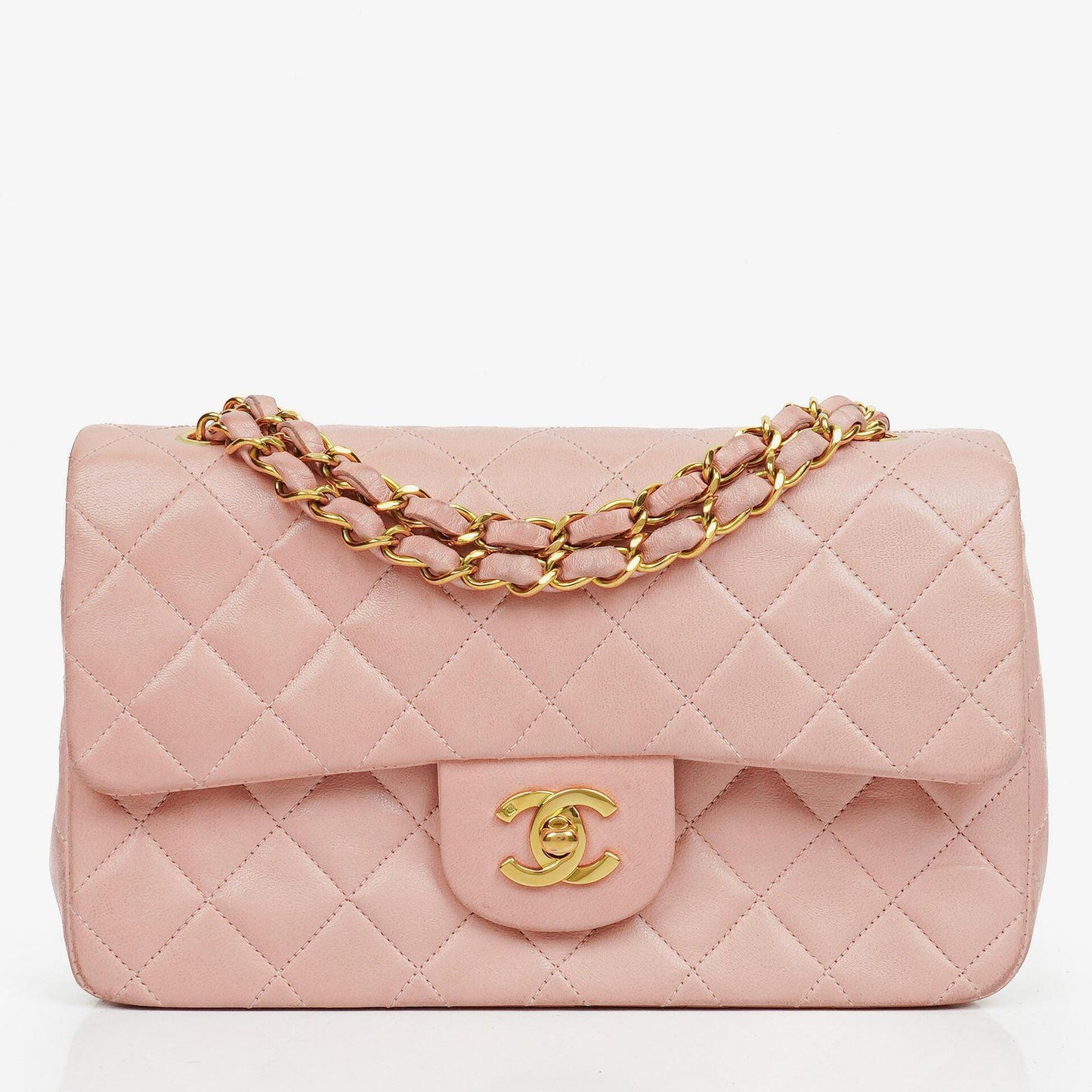 Chanel Vintage Classic Double Flap Tasche aus gestepptem Lammleder mit 24K vergoldeten Beschlägen