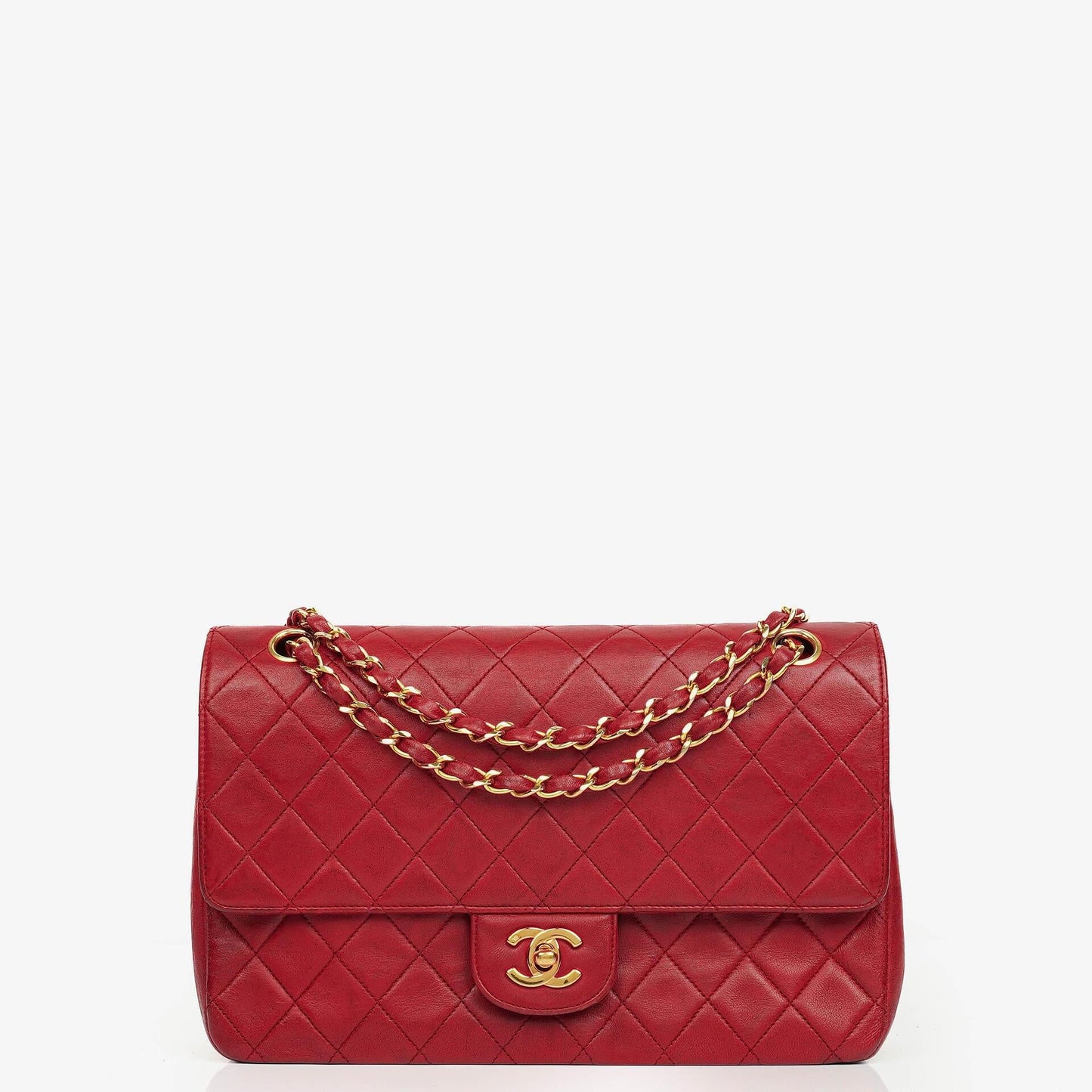 Chanel Vintage Klassische Double Flap Tasche in Stepp Lammleder mit 24K Vergoldeten Beschlägen
