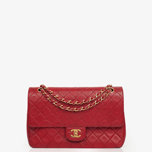 Chanel Vintage Klassische Double Flap Tasche in Stepp Lammleder mit 24K Vergoldeten Beschlägen