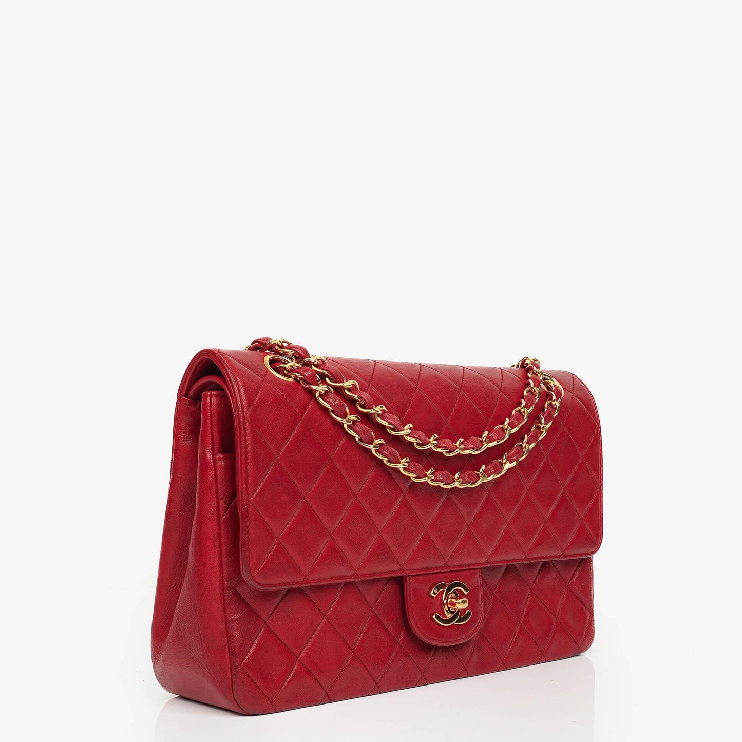 Chanel Vintage Klassische Double Flap Tasche in Stepp Lammleder mit 24K Vergoldeten Beschlägen