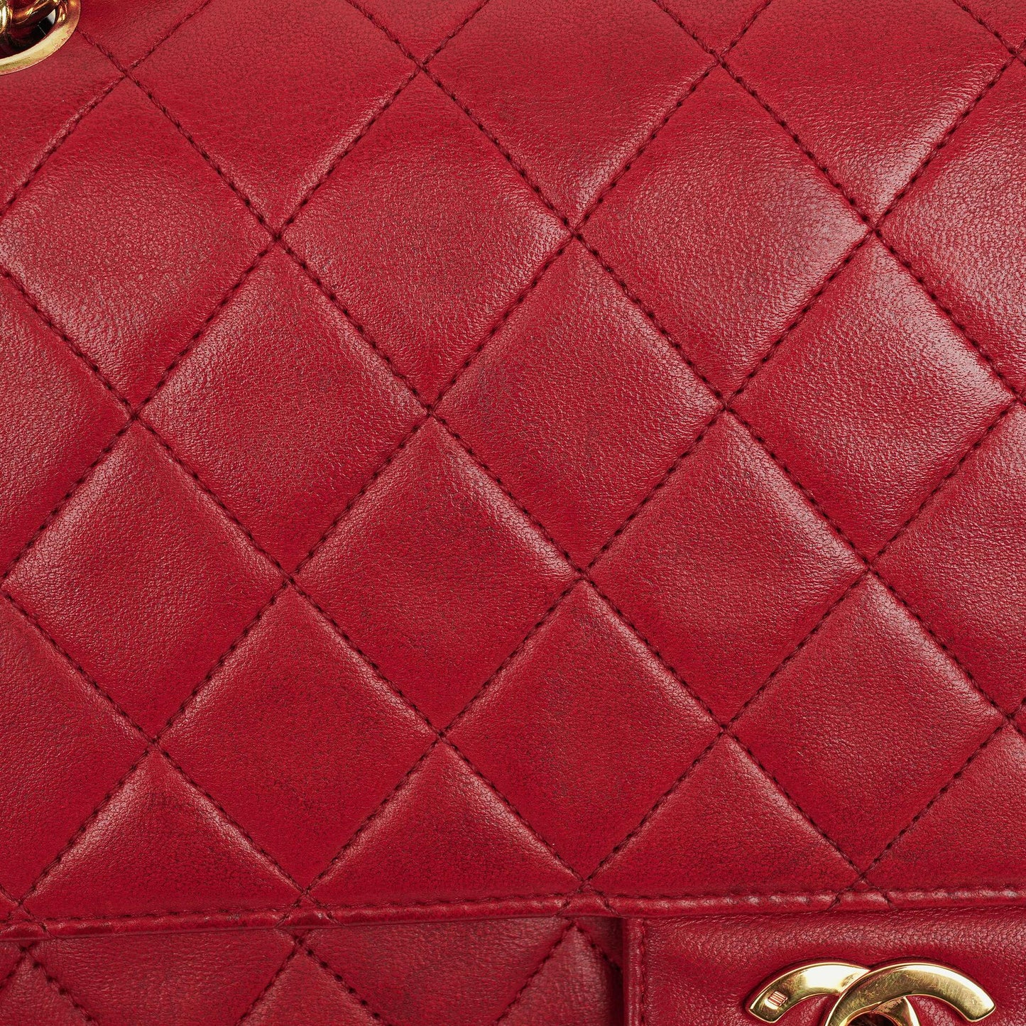 Chanel Vintage Klassische Double Flap Tasche in Stepp Lammleder mit 24K Vergoldeten Beschlägen
