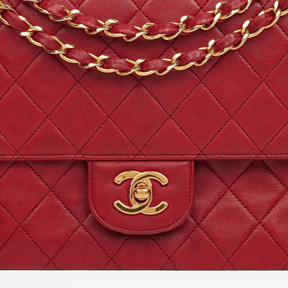 Chanel Vintage Klassische Double Flap Tasche in Stepp Lammleder mit 24K Vergoldeten Beschlägen