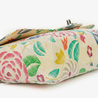 Chanel Vintage Klassische Blumenmuster Gesteppt Canvas Einzelklappe Tasche