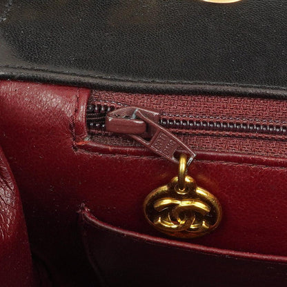 Chanel Vintage Diana Kleine Flap Tasche Schwarz Gestepptes Lammleder 24K Vergoldete Hardware