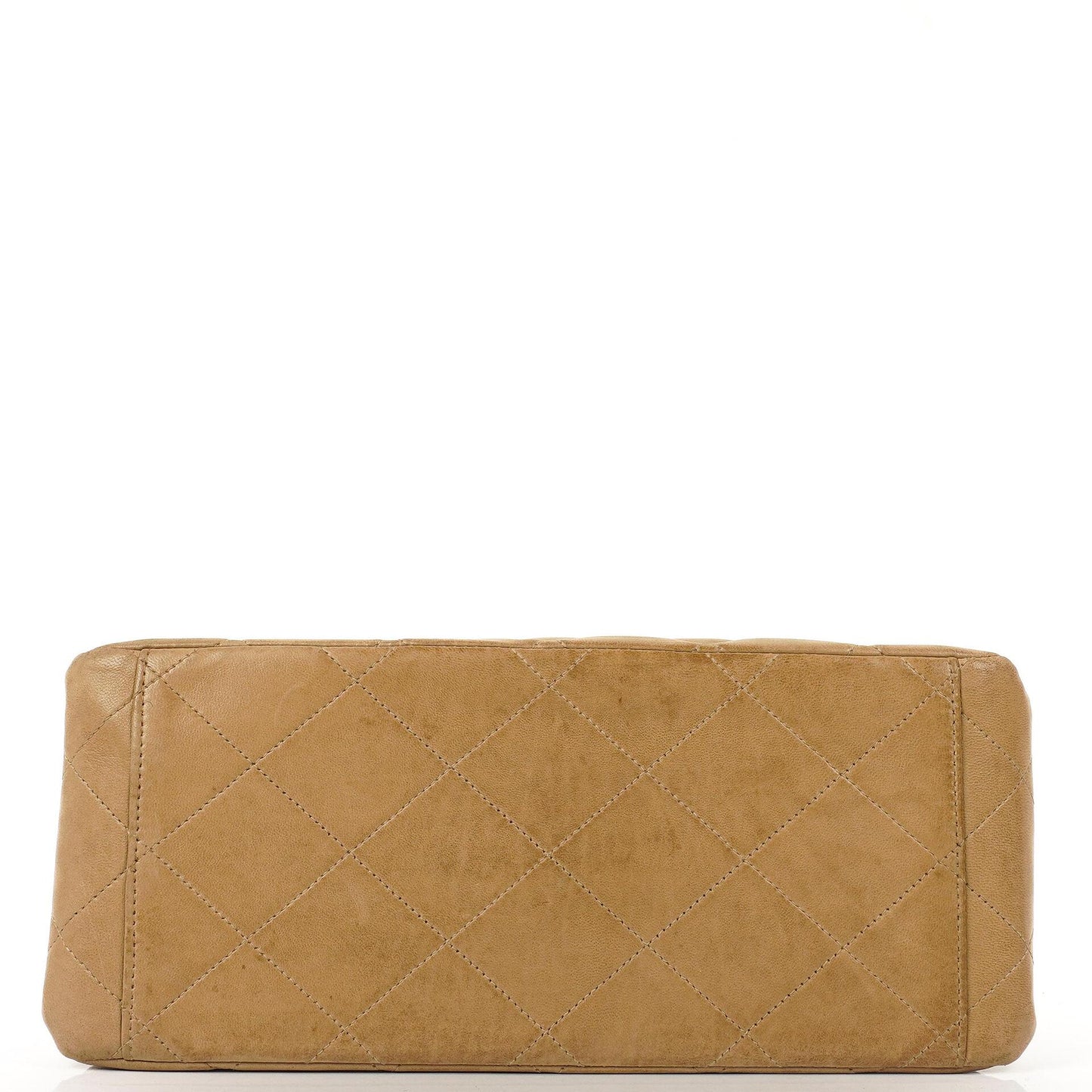Chanel Vintage Double-Faced Klappentasche in Beige Gestepptes Lammleder mit 24K Vergoldeten Beschlägen