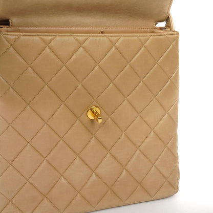 Chanel Vintage Double-Faced Klappentasche in Beige Gestepptes Lammleder mit 24K Vergoldeten Beschlägen