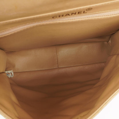 Chanel Vintage Double-Faced Klappentasche in Beige Gestepptes Lammleder mit 24K Vergoldeten Beschlägen