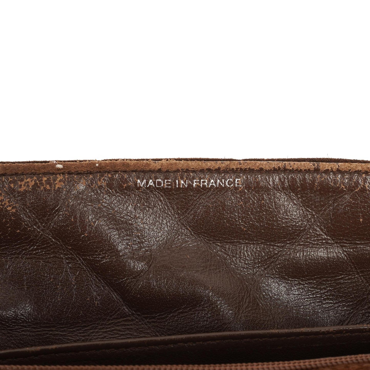 Chanel Vintage Flap Bag aus braunem gestepptem Wildleder mit silberfarbener Hardware