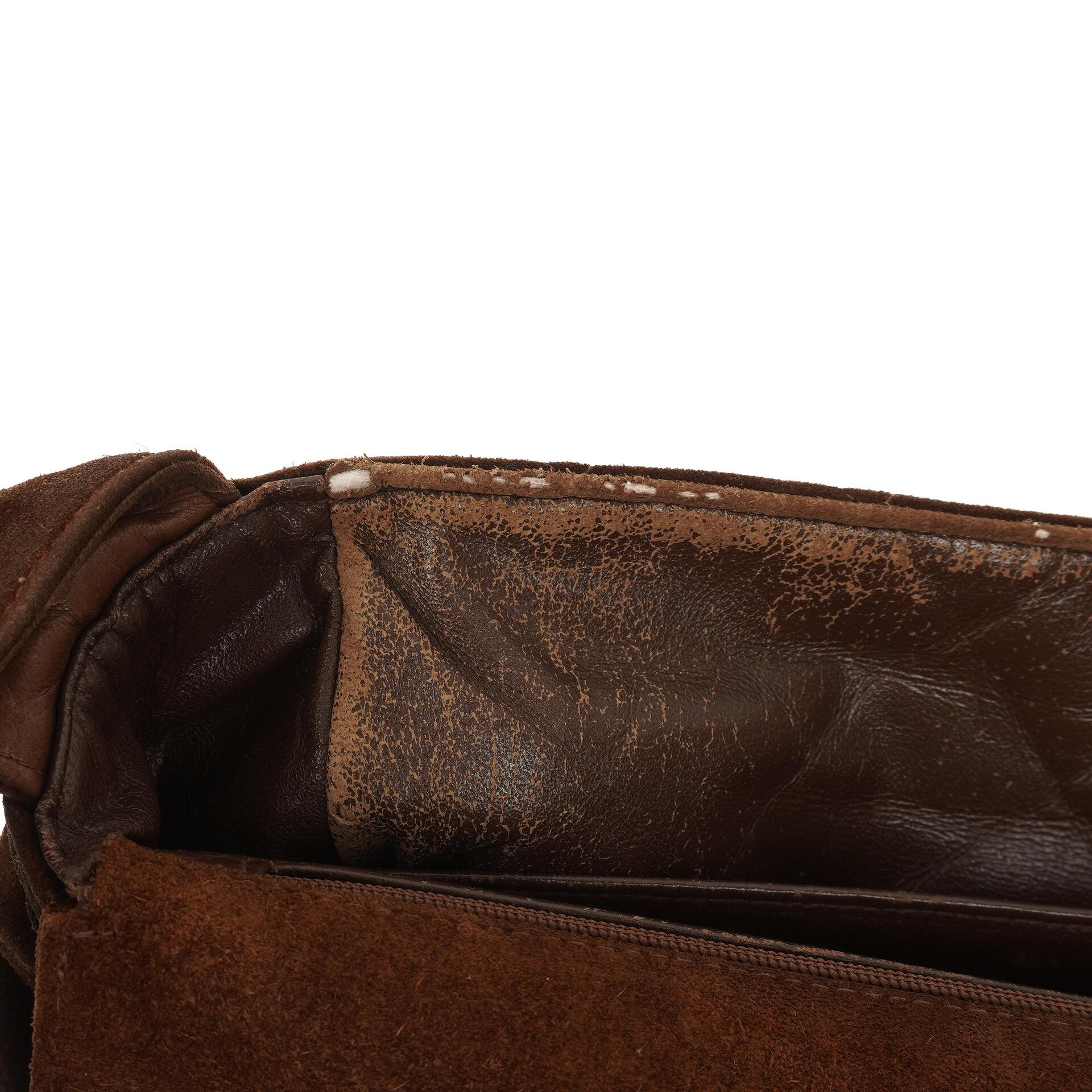 Chanel Vintage Flap Bag aus braunem gestepptem Wildleder mit silberfarbener Hardware