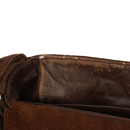 Chanel Vintage Flap Bag aus braunem gestepptem Wildleder mit silberfarbener Hardware
