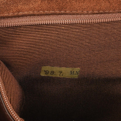 Chanel Vintage Flap Bag aus braunem gestepptem Wildleder mit silberfarbener Hardware