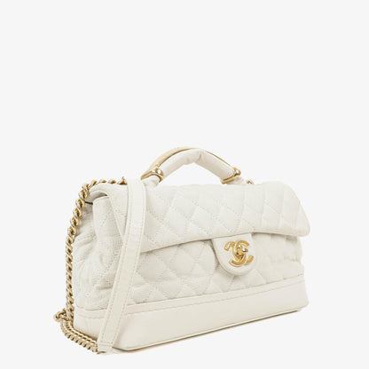 Chanel Vintage Globe Trotter Flap Tasche aus weißem Caviar Leder