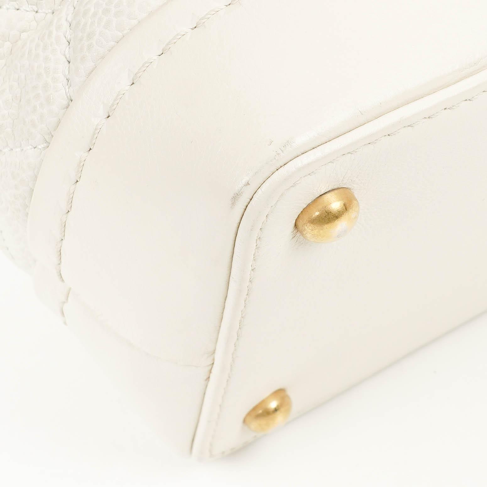 Chanel Vintage Globe Trotter Flap Tasche aus weißem Caviar Leder