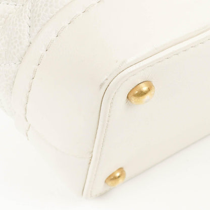Chanel Vintage Globe Trotter Flap Tasche aus weißem Caviar Leder