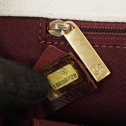Chanel Vintage Globe Trotter Flap Tasche aus weißem Caviar Leder