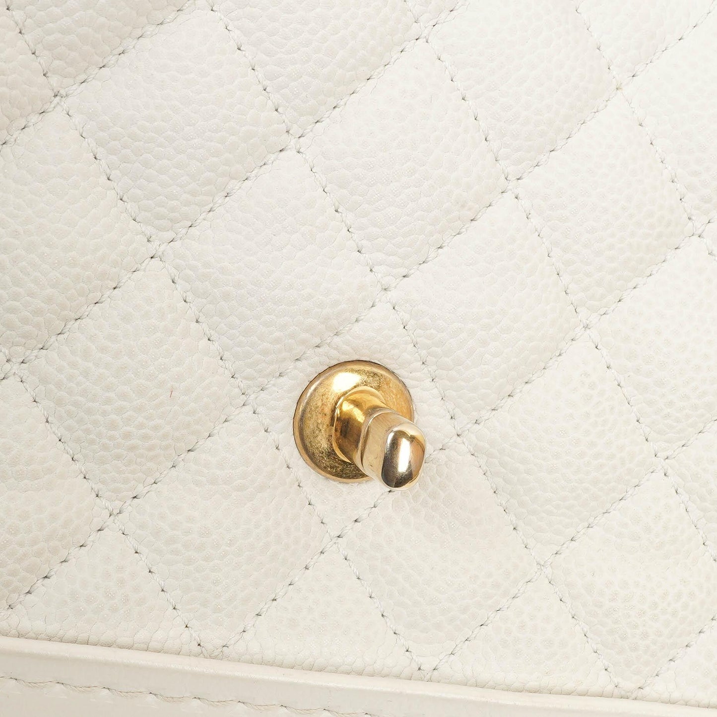Chanel Vintage Globe Trotter Flap Tasche aus weißem Caviar Leder