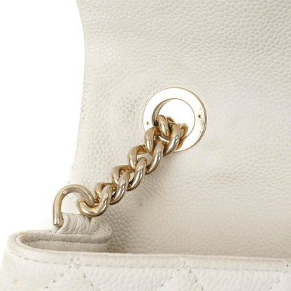 Chanel Vintage Globe Trotter Flap Tasche aus weißem Caviar Leder