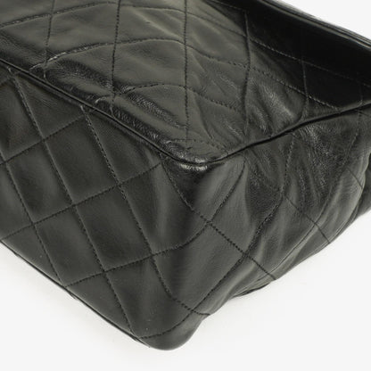 Chanel Vintage Jumbo Classic Single Flap Tasche Schwarz Lackleder mit 24K vergoldeten Beschlägen