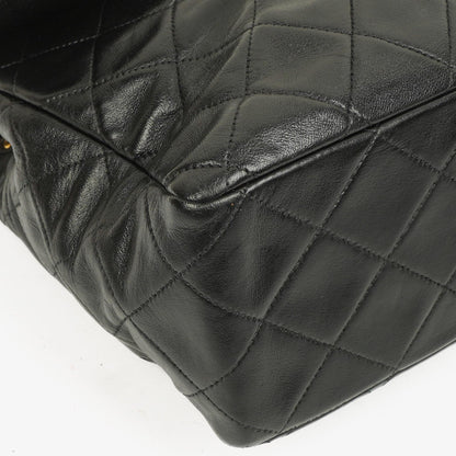 Chanel Vintage Jumbo Classic Single Flap Tasche Schwarz Lackleder mit 24K vergoldeten Beschlägen
