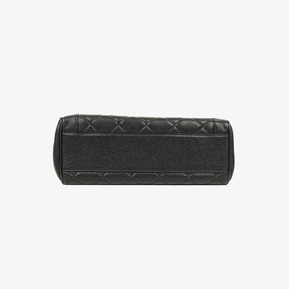 Chanel große Kelly Top Handle Tasche aus schwarzem gestepptem Caviar-Leder mit 24K vergoldeter Hardware