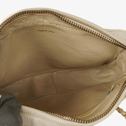 Chanel Vintage Medium CC Camera Bag aus neutralem gestepptem Lammleder mit Quaste