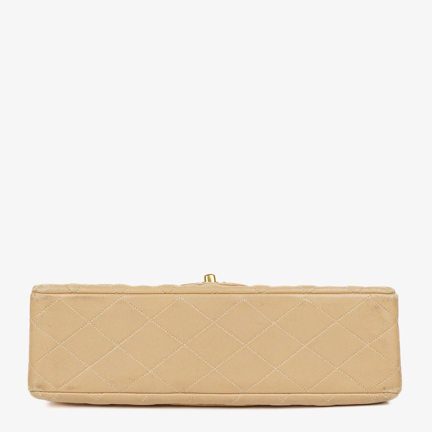 Chanel Vintage Medium Classic Double Flap Tasche aus beigem gestepptem Lammleder mit 24K vergoldeter Hardware