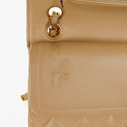 Chanel Vintage Medium Classic Double Flap Tasche aus beigem gestepptem Lammleder mit 24K vergoldeter Hardware