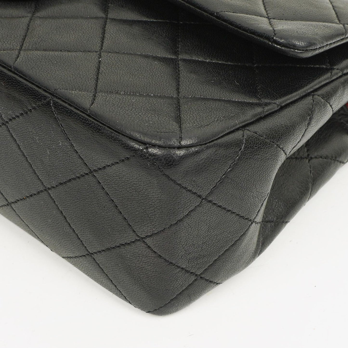 Chanel Vintage Classic Double Flap Tasche Medium aus schwarzem gestepptem Lammleder mit 24K vergoldeter Hardware