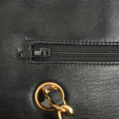 Chanel Vintage Classic Double Flap Tasche Medium aus schwarzem gestepptem Lammleder mit 24K vergoldeter Hardware